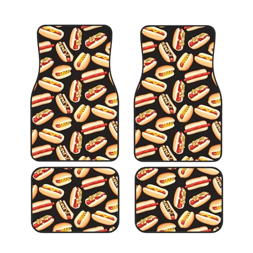 Alfombrillas para coche universales antideslizantes juego de 4 alfombras Fun Food Hot Dogs