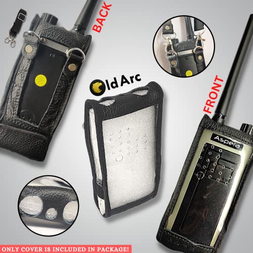 Image of OldArc Leather Soft Cover for Aspera Victor walkie Talkie, wear-Resistant, Protective case Cover for Aspera Two Way Radio, Carrying Holder with Adjustable Shoulder Strap, walkie Talkie Accessories