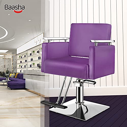Baasha Salon Chair, Purple Salon Chair For Hair Stylish, Hair Salon Chair Hair Chair With Heavy-Duty Steel Frame, Shampoo Chair Stylist Chair Tattoo Chair, Beauty Salon Equipment - Puprle #TOP1