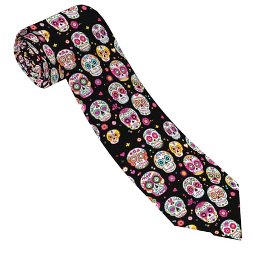 Womgela Skull Men Tie Skeleton Head Halloween Day Of The Dead Mens Necktie Casual Gift for Boys Teens Daily Graduation Birthday Party