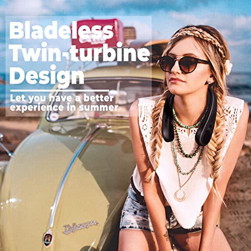 Neck Fan, Portable Bladeless Personal Fans Rechargeable , Small Hands Free Hanging Cooling Usb Fan, 3 Speeds Wind, Free Adjustment Width, Wearable For Weeding Camping Sports Travel Outdoor. (Black) #TOP5