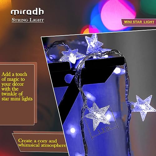 Image of MIRADH 14 Star Shape String Led Light 3 Meter led Lights for Home Decoration Plug in Fairy String Lights, Diwali Lights for Decoration for Home Still Mode Only Strip Lights (14 Star Blue)