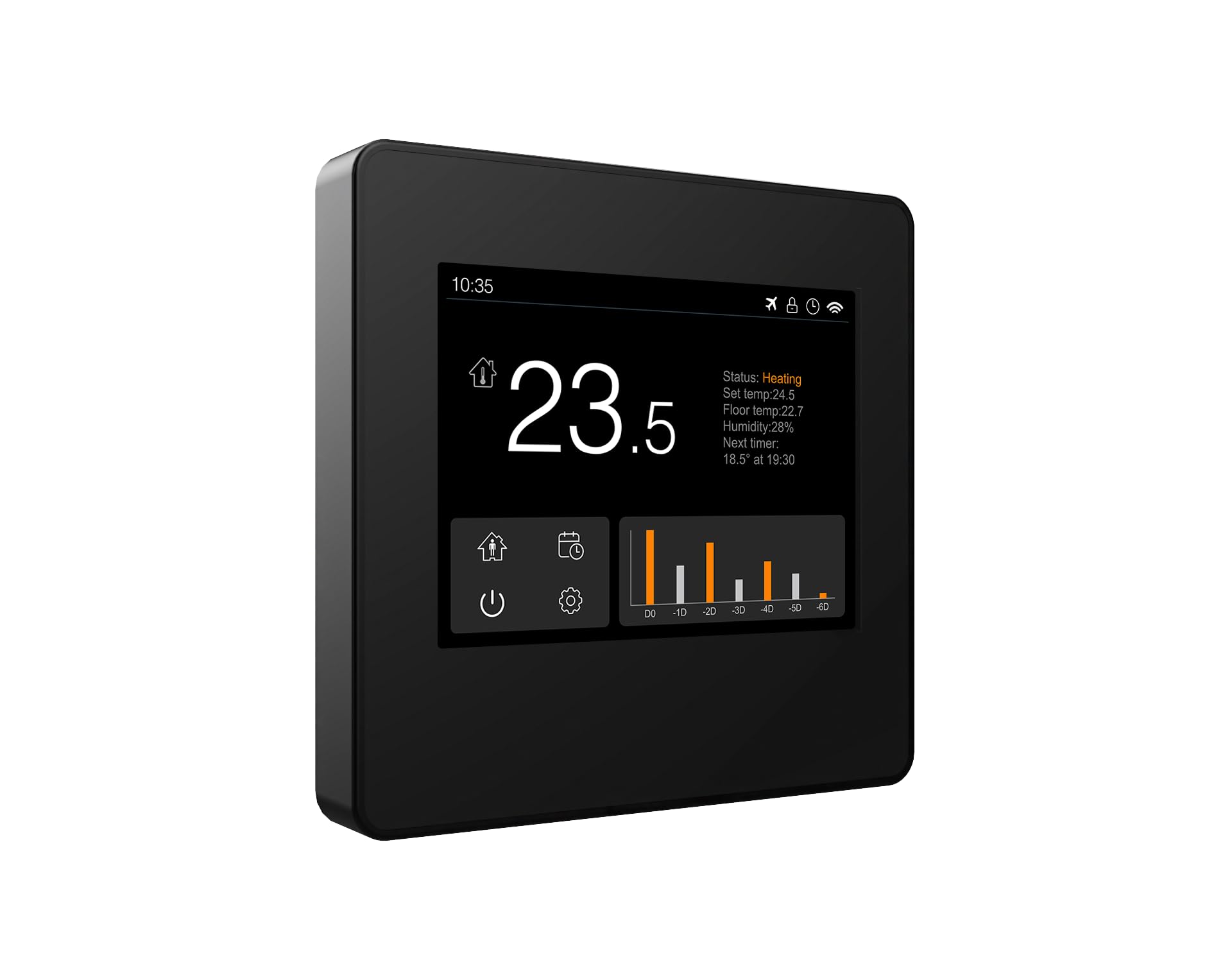 Raumthermostat WiFi Thermostat Digital LCD WLAN Touch Display Fußbodenheizung Alexa Smart Home Google App, Farbe Thermostat:Schwarz