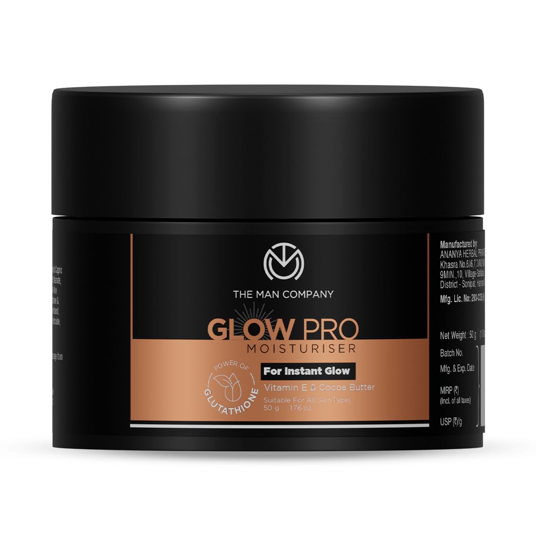 Glow Pro Non-Sticky Daily Moisturizer for Face - 50g | For Instant Glow with Vitamin E, Glutathione and Cocoa Butter | 24 Hours Moisturization