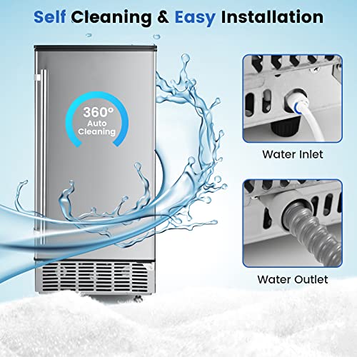 Petsite PE0580X Ice Maker Machine Commercial, 80Lbs/24H Stainless Steel Ice Cube Maker With 24Lbs Ice Storage, 24H Timer & 12-Level Ice Thickness, Freestanding & Under Counter Lab Ice Maker thumb #5