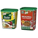 Knorr Rinder Kraftbouillon (vielseitig anwendbare Rinderbrühe, würziger Geschmack) 1er Pack (1 x 1kg) & Delikatess Sauce zu Braten (pur als Bratensoße, Soßenbinder und zum Verfeinern) 1 x 1 kg