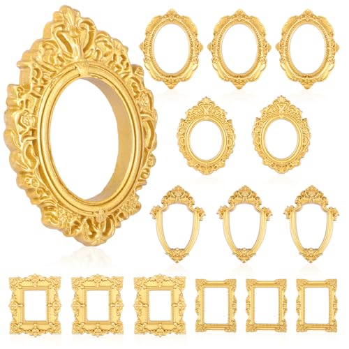 NIPUAEGO 15/25PCS Resin Picture Frame, Vintage Tiny Antique Frames, Small Gothic Frames, for DIY Jewelry Display Photography Mobile Phone Photo Party Hotel Decor, Decorative Needs Gold (Style1)