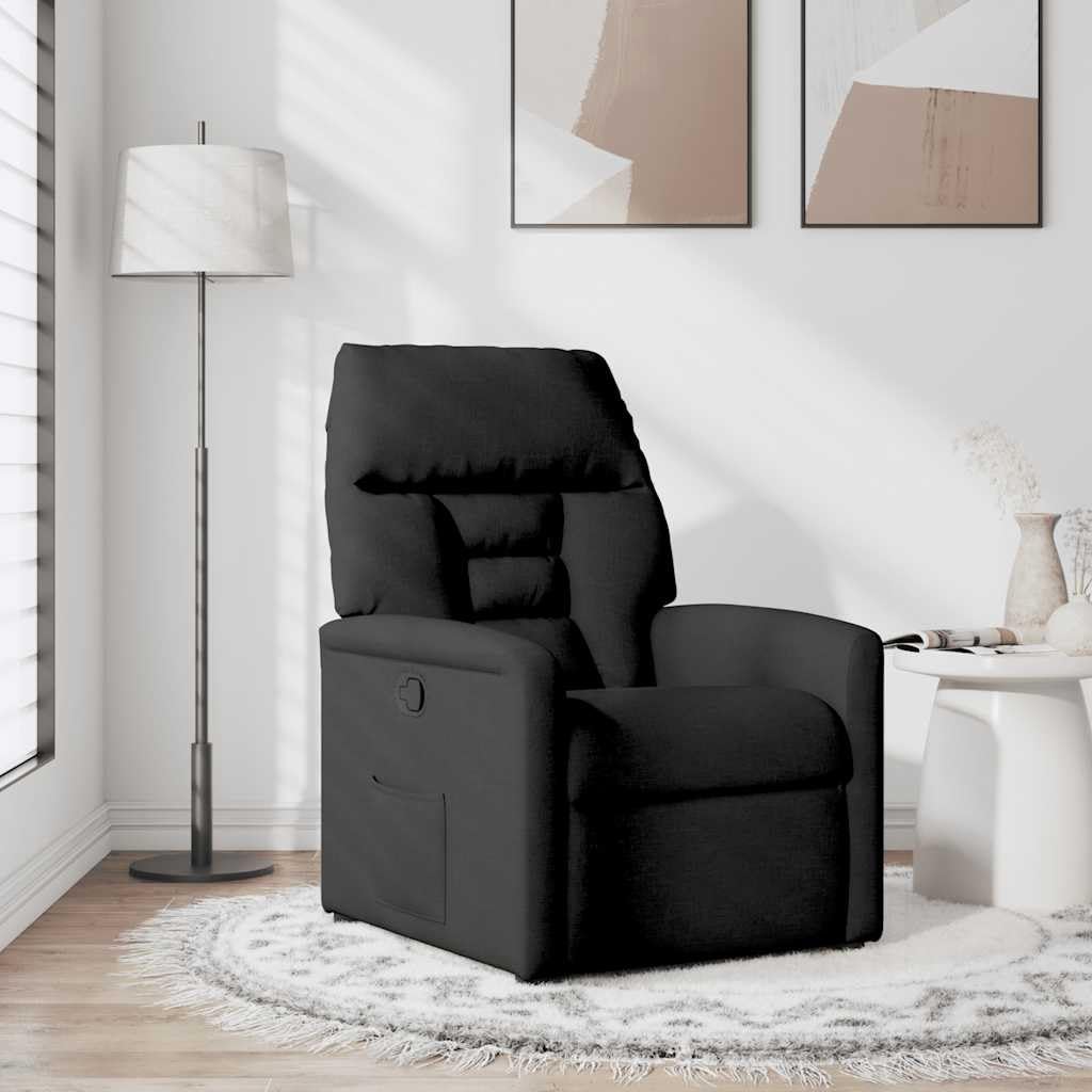 Sillón de masaje de relax, color negro, 72 x 90 x 99 cm, tejido de mezcla de poliéster, función reclinable, 135°, masaje vibratorio, 6 puntos, estructura robusta para salón, oficina