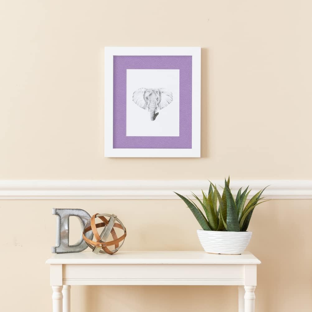 ArtToFrames 5x7 inch Satin White Frame Picture Frame with 2 Inch Single Lavender Mist Mat, SingleMat-FRBW26074-5x7-805
