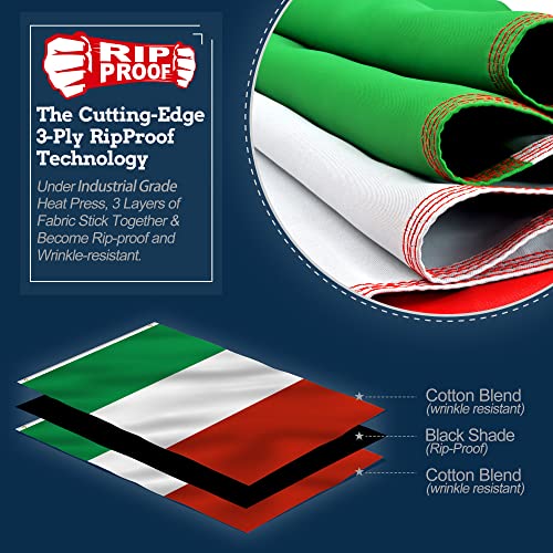 Anley Rip-Proof Technology Double Side 3-Ply Italy Flag 3x5 Foot - Cor vívida, cabeçalho de lona e r