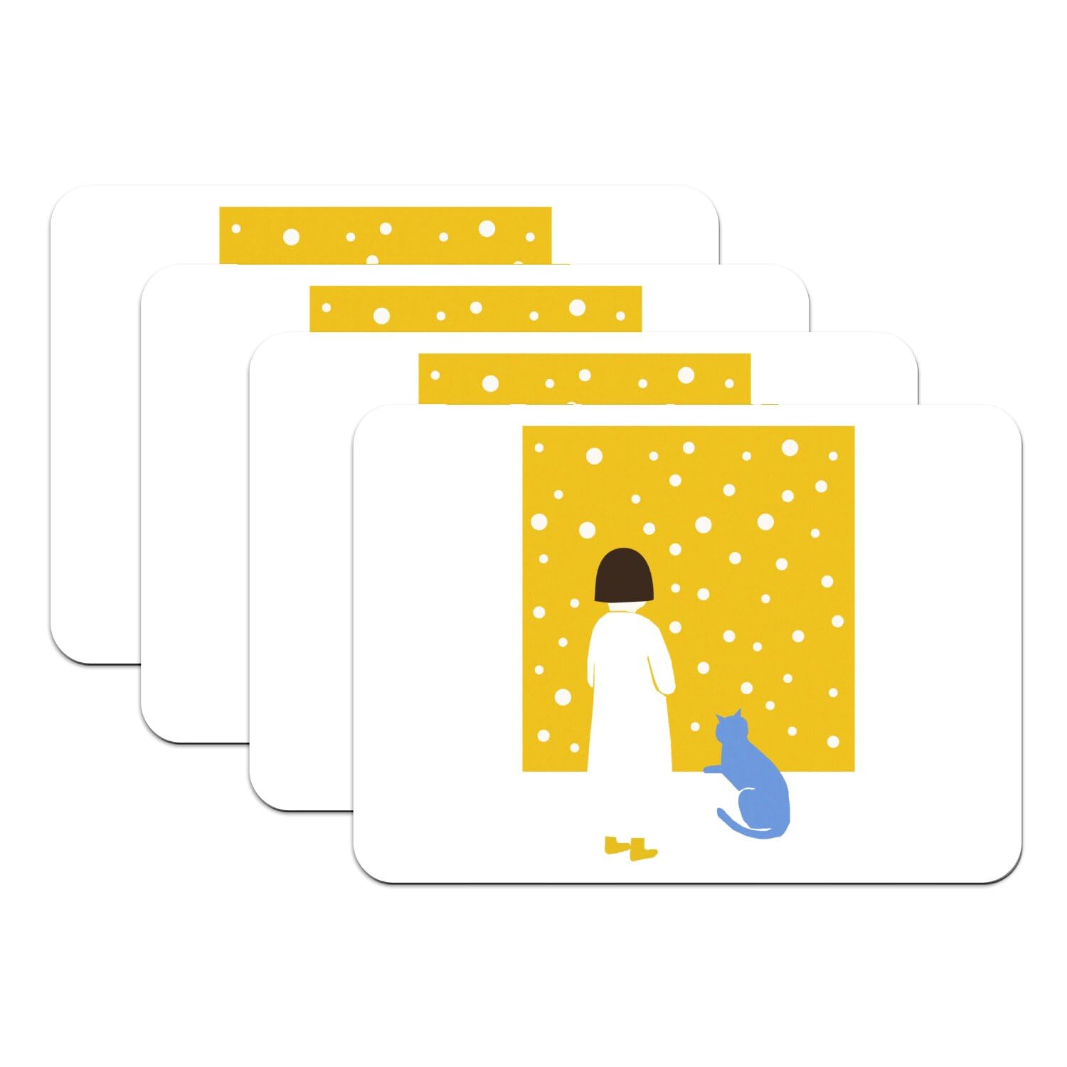 Set de table grand format blanc pour repas en famille illustration chat et enfant