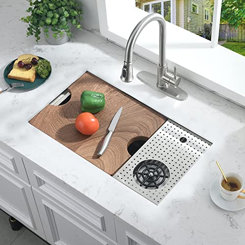 23 Inch Undermount Bar Sink, Bar Sink With Glass Rinser -Bokaiya 23X14 Stainless Steel Undermount Bar Prep Sink Workstation 16 Gauge Deep Single Bowl Wet Bar Kitchen Sink #TOP1