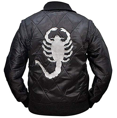 Spazeup Mens Scorpion Logo Drive Satin Bomber Jacket