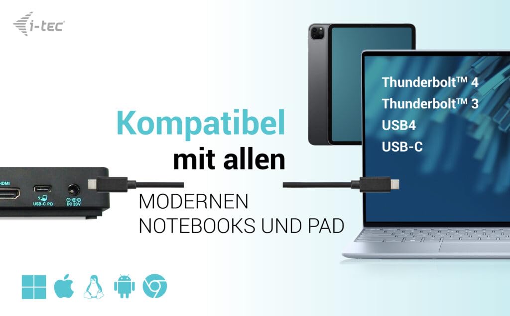 i-tec Docking Station USB-C 3x Display Gen 2 com alimentação até 100W s