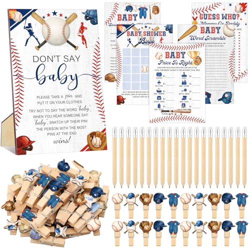 Image of Patelai 321 Pcs Baseball Baby Shower Games Set Don't Say Baby 5 Activities