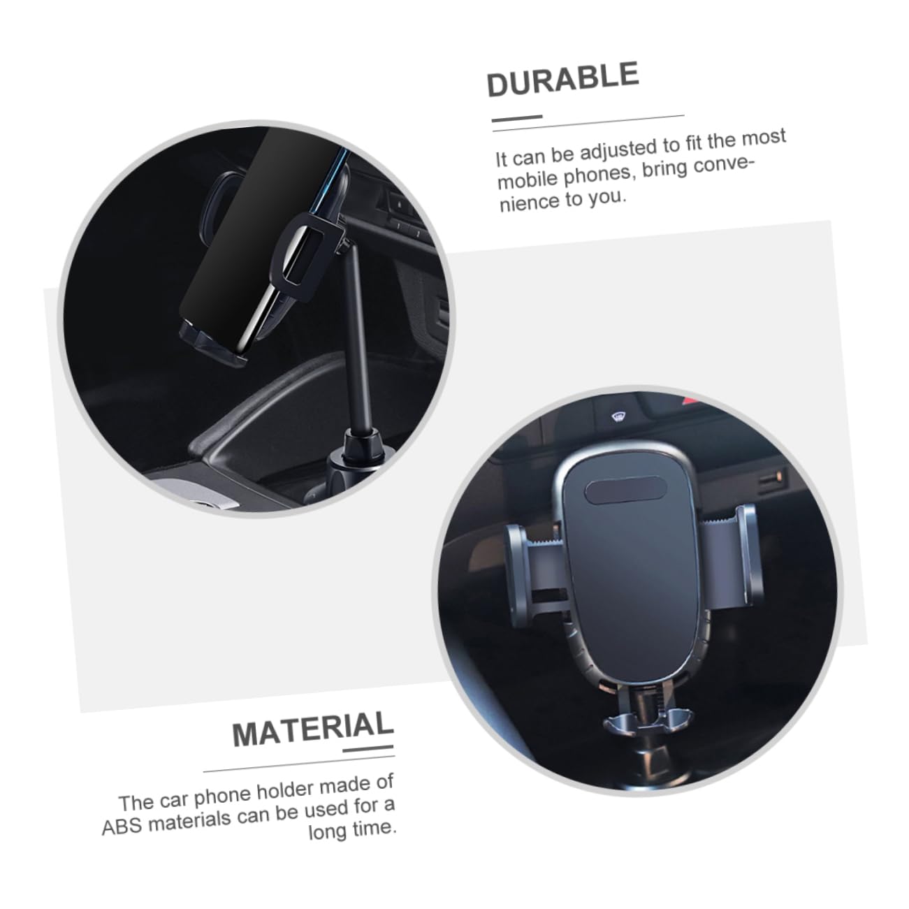 Soporte Negro Portavasos de Teléfono para Ajustable en ABS Coche
