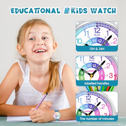 Time Teacher Kids Watch for Children Girls Boys,3D Cartoon Waterproof Analog Watches for Girls Ages 3-12,Toddler First Watch,Educational Teaching Kids Watch Gifts with Easy to Read Dial2