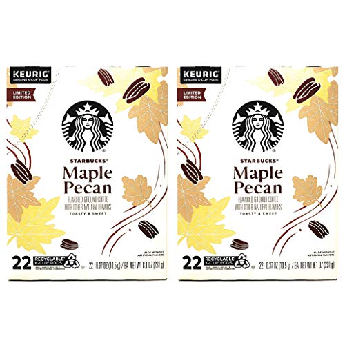 Starbucks Coffee Maple Pecan K Cups Coffee Pods - 44 K Cups Total - Pack of 2 Boxes - 22 K Cups Per Box - Limited Edition Maple Pecan Starbucks Coffee - For Use of Keurig Coffee Makers