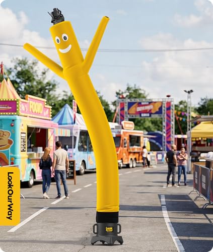 Image of LookOurWay Air Dancers Inflatable Tube Man Attachment - 10 Feet Tall Wacky Waving Inflatable Dancing Tube Guy for Business Promotion - Blower Not Included - Yellow