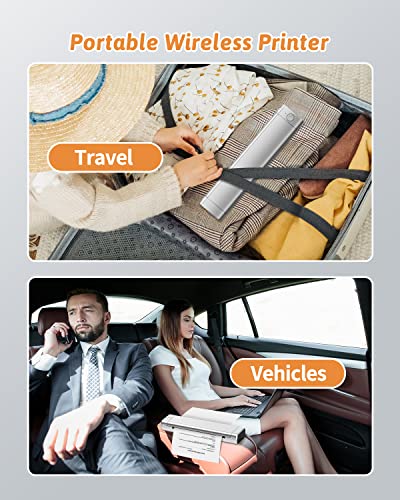 Odaro M08F Letter Portable Printer Wireless For Travel, Bluetooth Thermal Printer Inkless, Small Compact Printer Support 8.5" X 11" Letter Size Thermal Paper, Work With Laptop Phone And Pad - Silver #TOP2