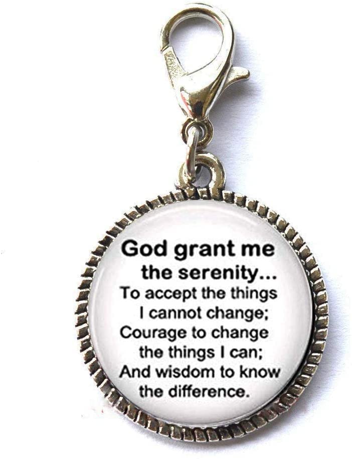 GDKGULKF Serenity Prayer Charm Jewelry Friend Gift Bracelet Pendant Zipper Pull Charm with Lobster Clasp Art Photo Zipper Pull Jewelry