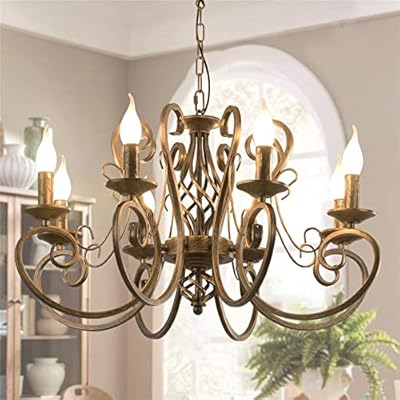 Ganeed Chandeliers,8 Lights French Country Pendant Chandelier,Rustic Vintage Metal Pendant Light Fixture Adjustable Hanging Lighting,Living Room Light,Kitchen Chandelier