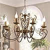Ganeed chandeliers8 lights french country pendant chandelierrustic vintage metal pendant light fixture adjustable hanging lightingliving room lightkitchen chandelier  urban country home decor