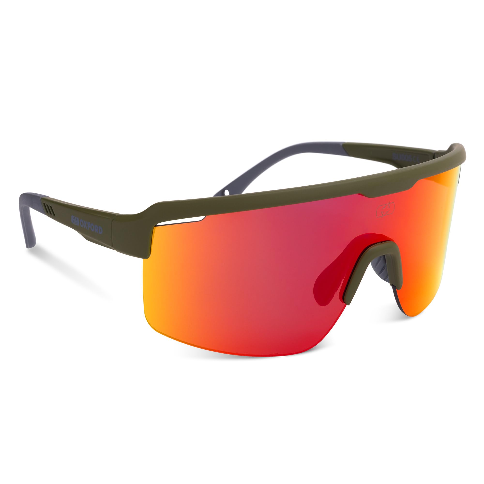 Oxford Pave Sunglasses SU005 | Sports Glasses with Green Frame Orange Mirror Lens, One Size