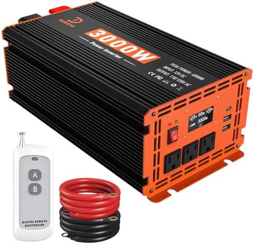 3000W Power Inverter 12V DC to 110V/120V AC Converter for RV/Truc...