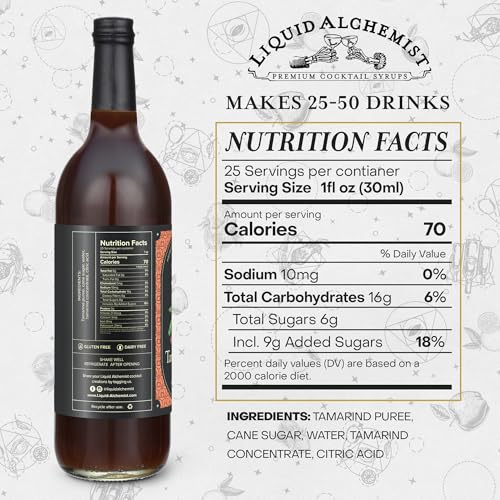 Image of Liquid Alchemist Tamarind Syrup for Cocktails - Real Ingredients Make our Tamarindo Syrup the Perfect Spicy Margarita Mix - Made with Fresh Tamarind Puree & All Natural Tamarind Concentrate (25.4 oz)