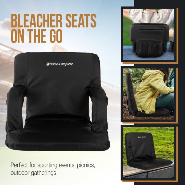 2-Pack Stadium Bleacher Seat With Adjustable Back Support – Portable Padded Cushion