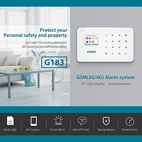 GSM 3G Alarm System Kit - KERUI G183 Wireless WCDMA DIY Home and Business Security Burglar Alarm System Auto Dial Easy to Install,APP Control by Text,not support wifi and/or Landline - Thumbnail 2