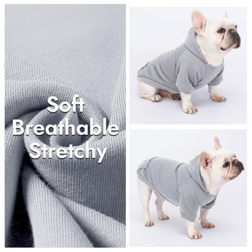 Image of 2 Pack Dog Hoodie Warm Hood Dog Sweater Cold Weather Small Dogs Sweatshirt Comfort Pet Clothes for Small Medium Dogs with Pockets (Grey, XS (Back: 7.5 inch, Chest: 12.6 inch))