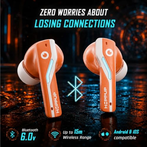 Image of HOPPUP Stryke S2 Gaming Earbuds, 35ms Low Latency, Bluetooth v6.0, 13mm Drivers, 60H Playtime, RGB LED, Type-C Fast Charging, TWS Wireless Earphones with Mic