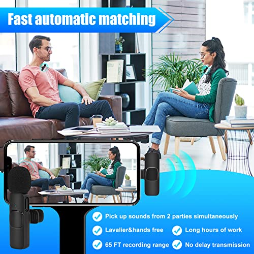 Wireless Microphone For Iphone Ipad, Wireless Lavalier Microphone, Plug And Play Ultra-Low Latency Built-In Noise-Canceling Chip Long Working Time Wireless Mic For Iphone Video Recording, Live Stream #TOP4