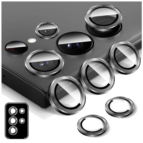 Kucheed Camera Lens Protector for Samsung Galaxy S22 Ultra, Automatic Alignment Individual Aluminum Alloy Rings, 9H Tempered Glass Camera Cover Screen Protector Film Sticker