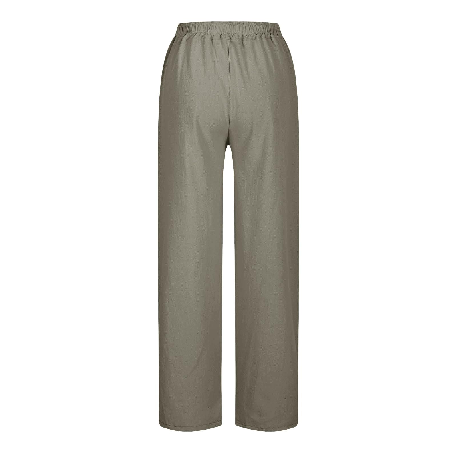 Cotton Linen Pants for Women Casual Loose Flowy Palazzo Pants Drawstring Waist Trousers Summer Beach Vacation Outfits - 5