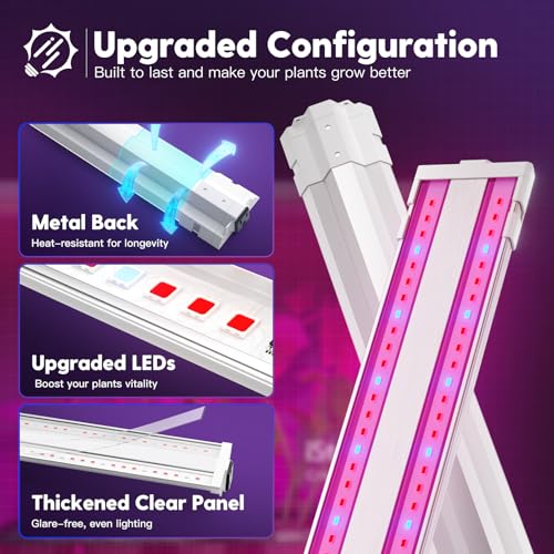 Image of FREELICHT 1 Pack 4ft LED Grow Light, 60W (350W Equivalent), Red Blue (660nm+460nm) Full Spectrum Grow Lights for Indoor Plants, Hanging Plug in Grow Lamp for Hydroponic Greenhouse Plants Seedling Veg