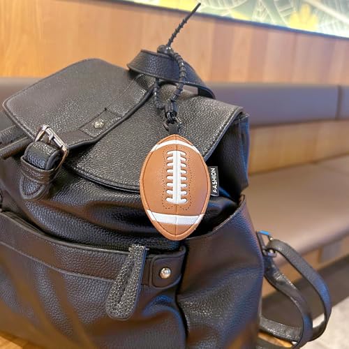 Image of Leather Ball Keychain Wristlet Sports Key Ring Car Key Wallet Backpack Bag Gym Accessories Gifts for Men Women