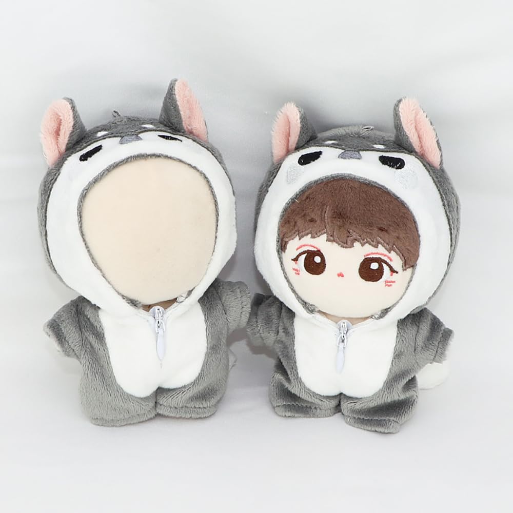 niannyyhouse Tutina in peluche da 10 cm, a forma di dinosauro, squalo, tutina morbida, accessori per vestire (grigio-2)