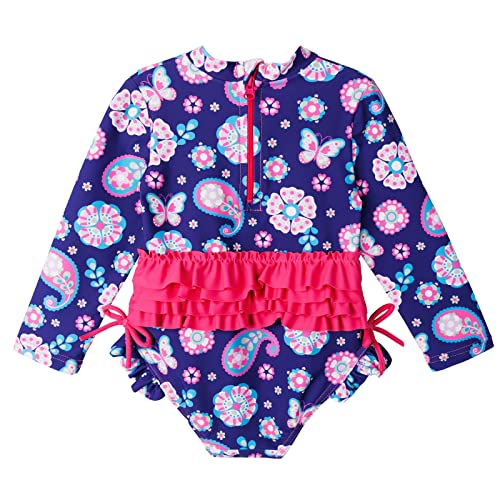 Image of XFGIRLS Baby /Toddler Girls Swimsuit Long Sleeve One-Piece Bathing Suit Rash Guard for Kids UPF 50+ Swimwear