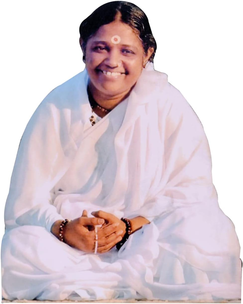 Vils Mata Sri Amritanandamayi Divine Holy Blessing Wood & Plastic Photo Frame Cutout with Backstand for Pooja/Gift (4.5 inch X 6 inch)