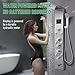 Shower Panel Tower System with Rainfall Waterfall Head and Adjustable Massage Body Jets LED Fahrenheit Temperature Display Handheld Sprayer Stainless Steel Nickel and Chrome Wall Mount Shower Panels