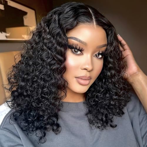 Bob Wig Human Hair 13x6 Lace Frontal Deep Curly Wave,