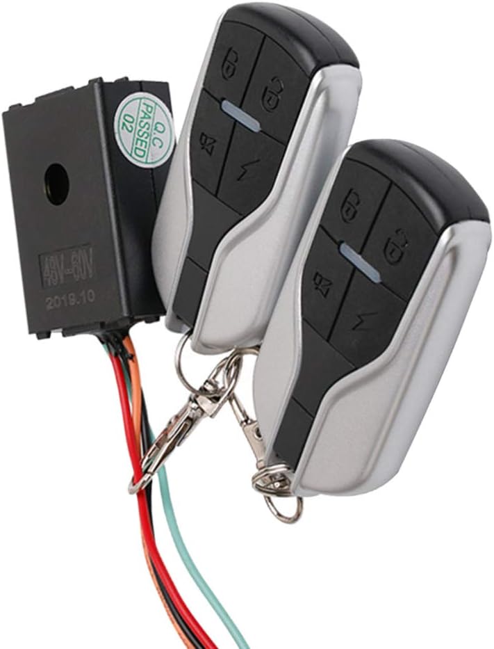 Garneck Motorcycle Anti Security Alarm System with Double Remote Control Waterproof Bicykle Alarm Anti Theft for 48V 60V 64V 72V Scooter Bicycle - Remote Control Random Style