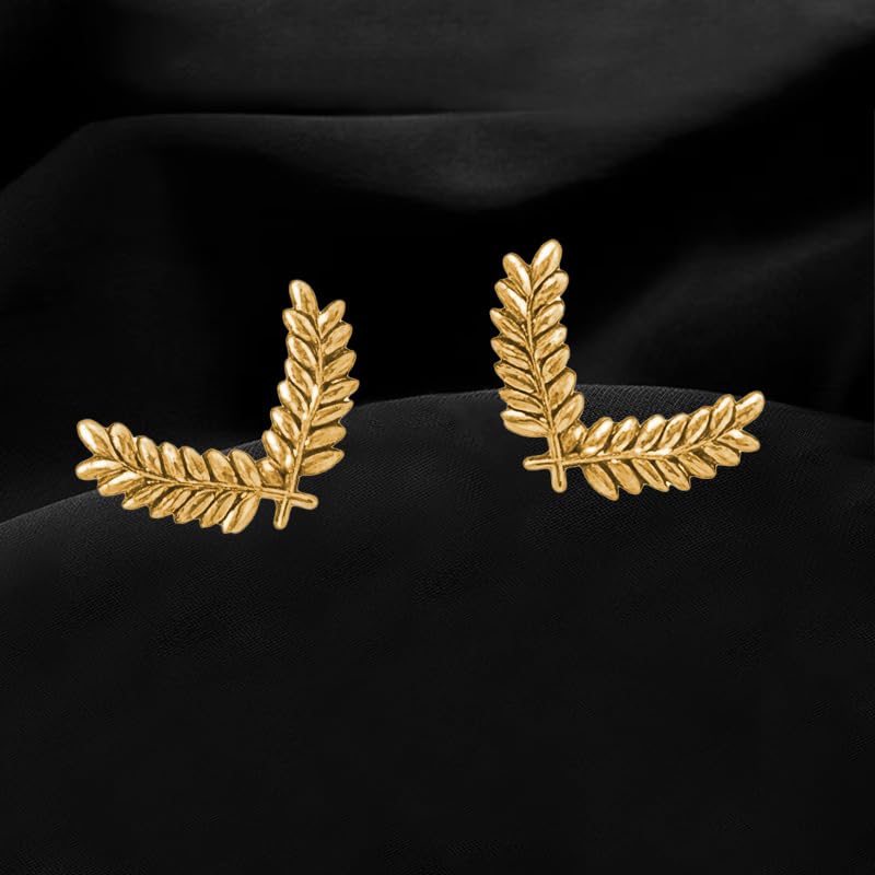 Image of coadipress Gentlemen Gold Silver Leaf Brooches Simple Elegant Retro Double Leaf Collar Pin Brooch Gold Silver Plant Leaves Brooches
