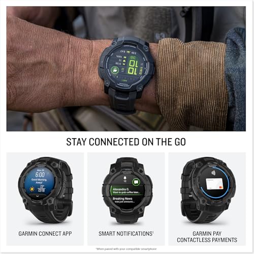 Image of Garmin Instinct 3 45mm, AMOLED Display, Rugged Outdoor GPS Smartwatch, Metal-Reinforced Bezel, Built-in Flashlight, Up to 18 Days of Battery Life, Black