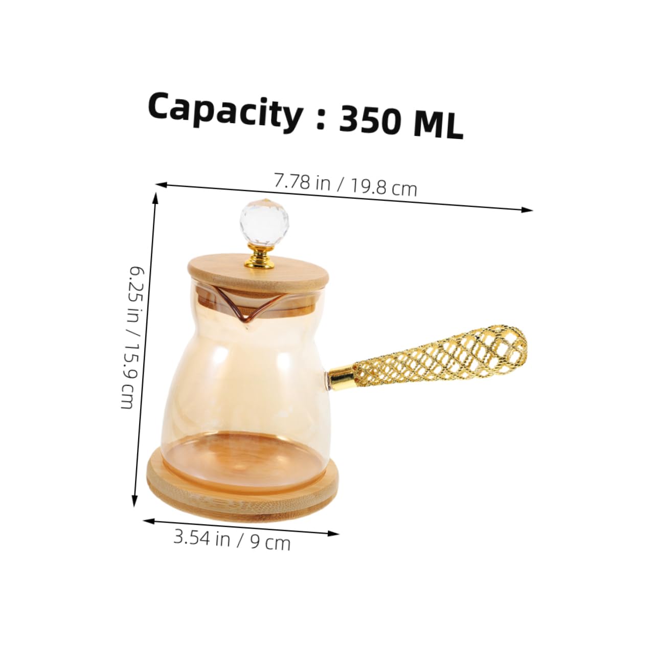 Cabilock 2Pcs Turkish Coffee Pot Glass Kettle with Heat Insulated Handle Artistic Design for Home Kitchen for Brewing Espresso and Melting Butter