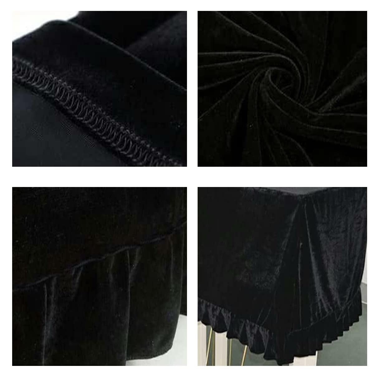 Staubdichte Flügelabdeckung, Vollständiges Klavierabdeckungstuch, Weiche Flügelabdeckung, Dekorative Klavierabdeckung/Black/170Cm