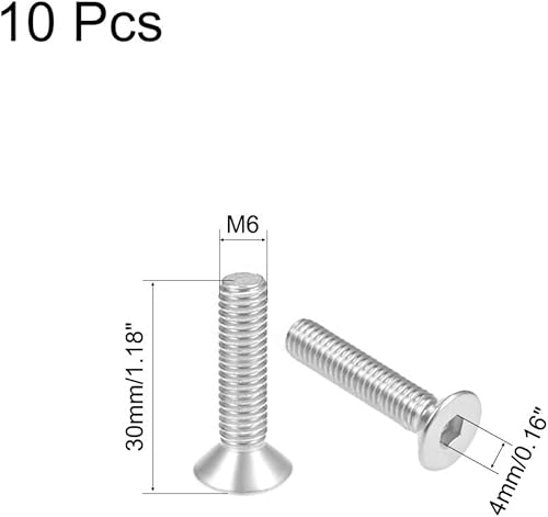 Miniatura 6 de uxcell Tornillos de máquina de cabeza plana M6x40mm Tornillo hexagonal interno 304 pernos de fijación de acero inoxidable 10 piezas